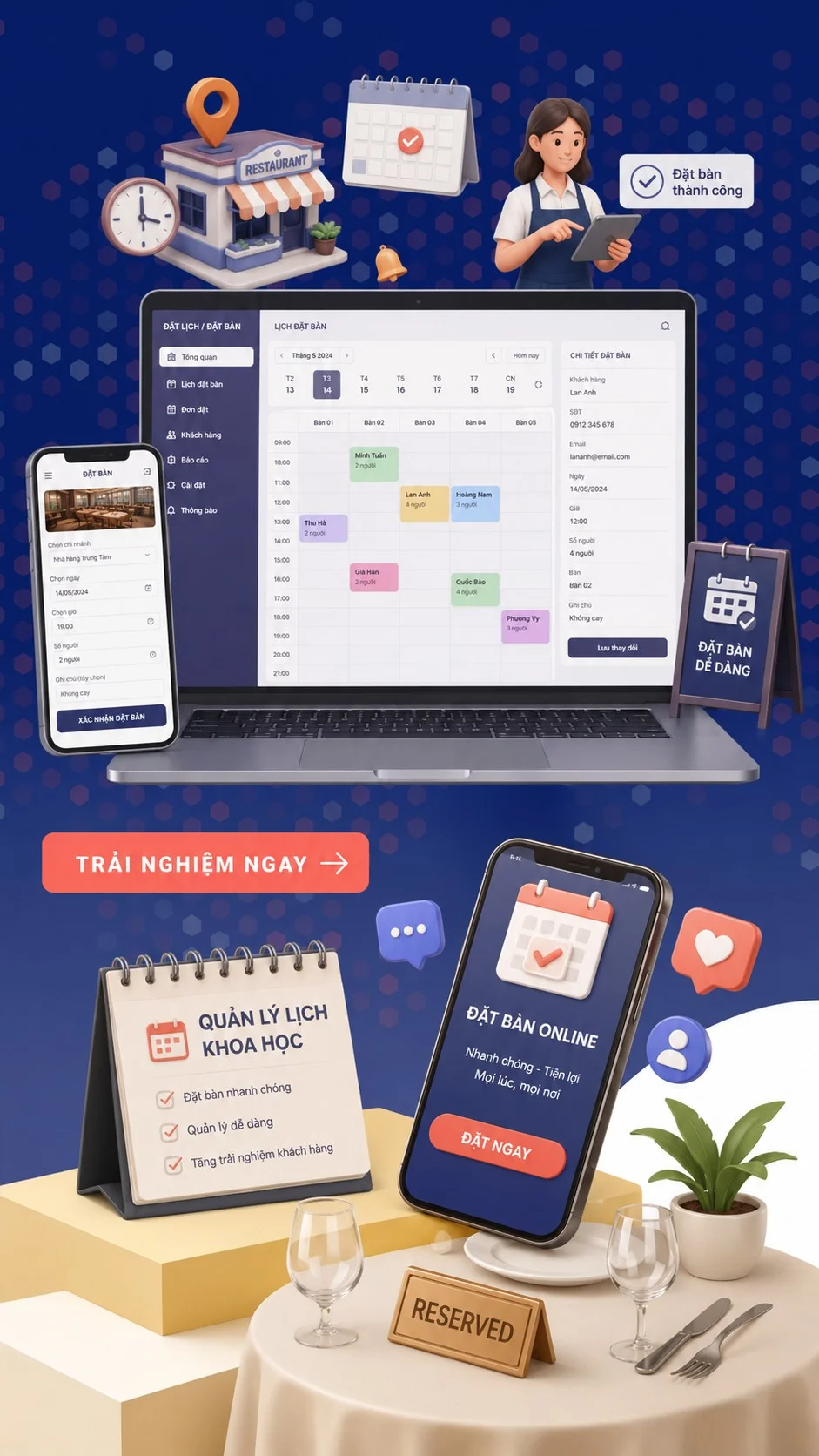 Công cụ đặt lịch/ bàn